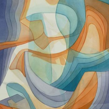 Peinture intitulée "Abstraction 16-03-20" par Richard Aubin, Œuvre d'art originale, Aquarelle