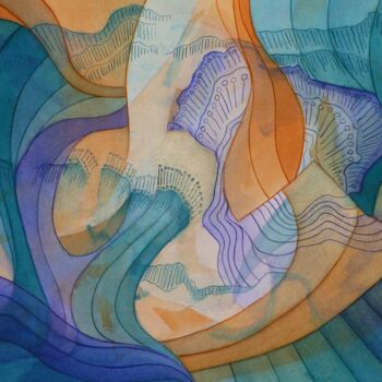 Peinture intitulée "Abstraction 02-21" par Richard Aubin, Œuvre d'art originale, Aquarelle