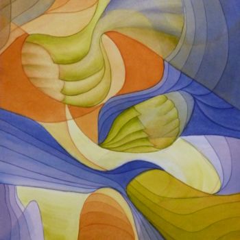 Painting titled "Abstraction 01-21" by Richard Aubin, Original Artwork, Watercolor