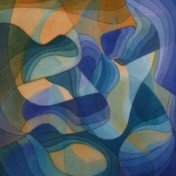 Painting titled "Abstraction 01-22" by Richard Aubin, Original Artwork, Watercolor