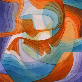 Painting titled "Abstraction 01-23" by Richard Aubin, Original Artwork, Watercolor