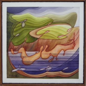 Peinture intitulée "Se la couler douce" par Richard Aubin, Œuvre d'art originale, Aquarelle