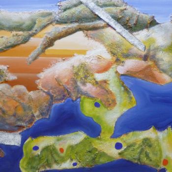 Painting titled "L'île des solitudes" by Richard Aubin, Original Artwork, Acrylic