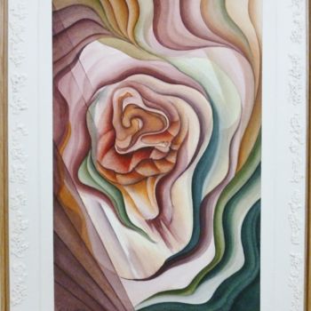 Painting titled "Fleur tendre" by Richard Aubin, Original Artwork, Watercolor