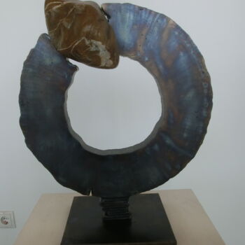 Скульптура под названием ""In der Klemme"" - Richard Blaas, Подлинное произведение искусства, Металлы