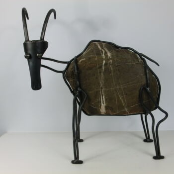 Sculpture titled "Ziege" by Richard Blaas, Original Artwork, Metals