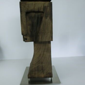 Sculpture titled "Kopf/Kubus" by Richard Blaas, Original Artwork, Wood
