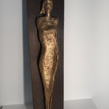 Skulptur mit dem Titel "Die Schweigende" von Richard Blaas, Original-Kunstwerk, Bronze Auf Holzplatte montiert