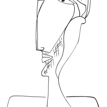 Disegno intitolato "LE BARBU" da Richard Boigeol, Opera d'arte originale, Inchiostro