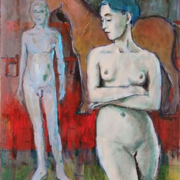 Schilderij getiteld "The lady and the st…" door Richard Cress, Origineel Kunstwerk, Olie