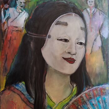 Pittura intitolato "Song of the Kabuki…" da Richard Cress, Opera d'arte originale, Olio
