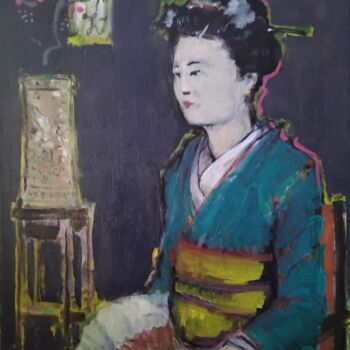 Peinture intitulée "Geisha" par Richard Cress, Œuvre d'art originale, Huile