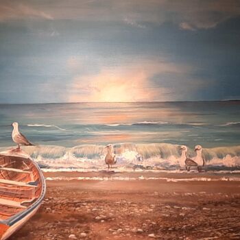 Pintura titulada "Bote playa" por Richard Greswell, Obra de arte original, Acrílico