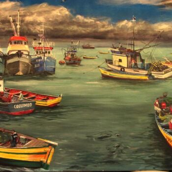Картина под названием "Puerto coquimbo" - Richard Greswell, Подлинное произведение искусства, Акрил