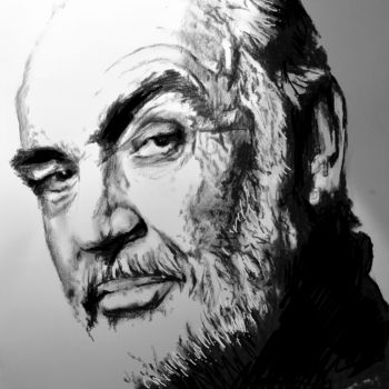 Drawing titled "Sean Connery - Sir…" by Richard Hanssens, Original Artwork, Charcoal