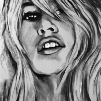Dibujo titulada "Brigitte Bardot (3)" por Richard Hanssens, Obra de arte original, Carbón