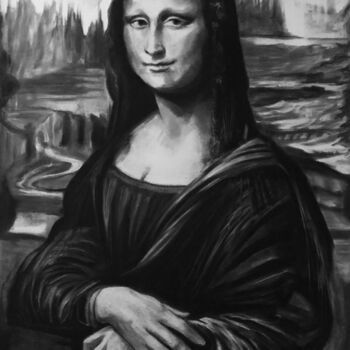 Rysunek zatytułowany „La Joconde (Mona Li…” autorstwa Richard Hanssens, Oryginalna praca, Akryl Zamontowany na Drewniana ram…