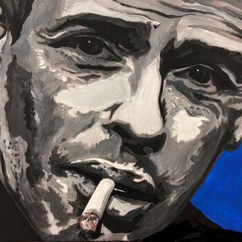 Painting titled "Jacques Brel" by Richard Hanssens, Original Artwork, Acrylic Mounted on Wood Stretcher frame