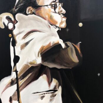 Pintura intitulada "Michel Petrucciani…" por Richard Hanssens, Obras de arte originais, Óleo Montado em Armação em madeira