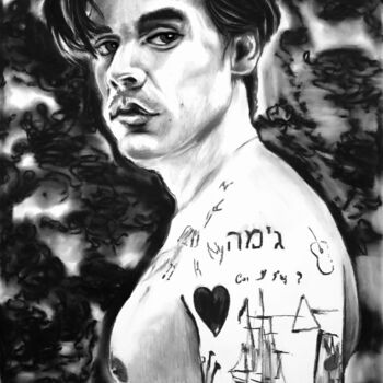 Рисунок под названием "Harry Styles" - Richard Hanssens, Подлинное произведение искусства, Древесный уголь