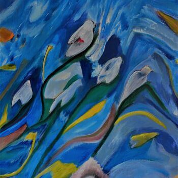 Malerei mit dem Titel "A Flock of Birds" von Richard Heiens, Original-Kunstwerk, Acryl