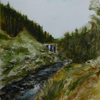 Painting titled "Brecon Stream" by Richard Lawrence, Original Artwork, Watercolor
