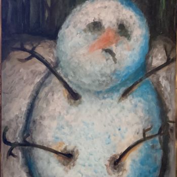 Schilderij getiteld "Snowman 1" door Richard Lorimier, Origineel Kunstwerk, Acryl Gemonteerd op Andere stijve panelen
