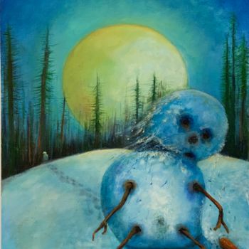 Peinture intitulée "Snowman5 ( Le bonho…" par Richard Lorimier, Œuvre d'art originale, Acrylique Monté sur Autre panneau rig…