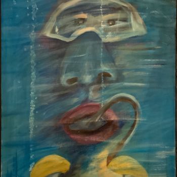 Painting titled "SCUBA DIVER" by Richard Lorimier, Original Artwork, Acrylic Mounted on Other rigid panel