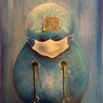 Painting titled "Snowman 8 SANITARY…" by Richard Lorimier, Original Artwork, Acrylic Mounted on Other rigid panel
