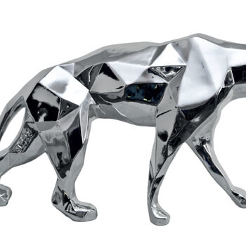 Sculpture titled "Poli miroir Panther" by Richard Orlinski, Original Artwork, Aluminium