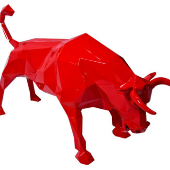 Scultura intitolato "Red bull" da Richard Orlinski, Opera d'arte originale, Resina