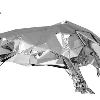 Sculptuur getiteld "Silver Bull" door Richard Orlinski, Origineel Kunstwerk, Aluminium