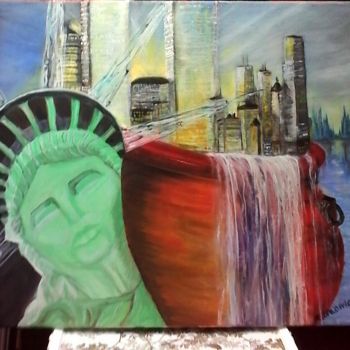 Painting titled "vision personnelle…" by Richard Orlowicz Dit Ror., Original Artwork, Oil Mounted on Wood Stretcher frame