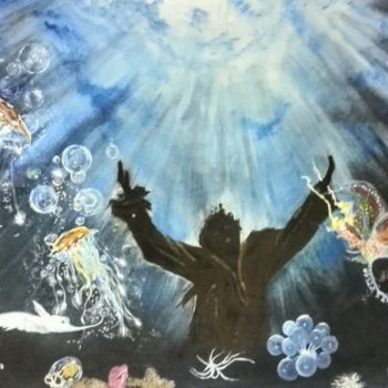 Painting titled "Le Christ des abyss…" by Richard Orlowicz Dit Ror., Original Artwork, Oil