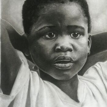 Dibujo titulada "The Optimistic Child" por Richard Owusu Amankwah, Obra de arte original, Carbón