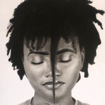 Disegno intitolato "The Natural Girl" da Richard Owusu Amankwah, Opera d'arte originale, Carbone