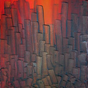 Картина под названием "Contre-temps" - Richard Paquette, Подлинное произведение искусства, Масло Установлен на Деревянная ра…