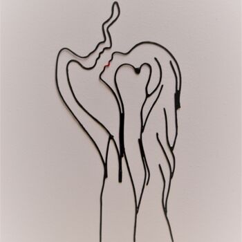 Γλυπτική με τίτλο "L'amour" από Richard Paquette, Αυθεντικά έργα τέχνης, Μέταλλα Τοποθετήθηκε στο Ξύλινο φορείο σκελετό
