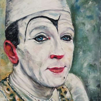 Schilderij getiteld "clown blanc" door Richard Van Lierde, Origineel Kunstwerk, Olie