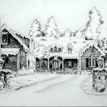Drawing titled "Athens home in  win…" by Richard Smith, Original Artwork