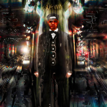 Digitale Kunst getiteld "Train Man" door Richard Dodds, Origineel Kunstwerk, Foto Montage