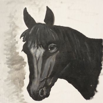 Pittura intitolato "tête de cheval" da Dominique Richard, Opera d'arte originale, Acrilico