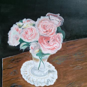 Ζωγραφική με τίτλο "Roses Pierre de Ron…" από Dominique Richard, Αυθεντικά έργα τέχνης, Λάδι