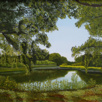 Pintura intitulada "Hollandse Biesbosch" por Richard Post, Obras de arte originais, Óleo