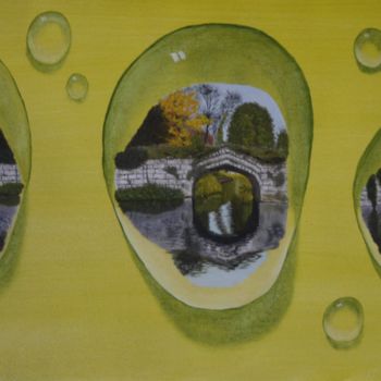 Pintura intitulada "7 drops one bridge/…" por Richard Post, Obras de arte originais, Óleo