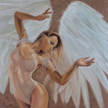 Painting titled "Angel Dancer" by Richard Seekins, Original Artwork, Oil Mounted on Wood Stretcher frame