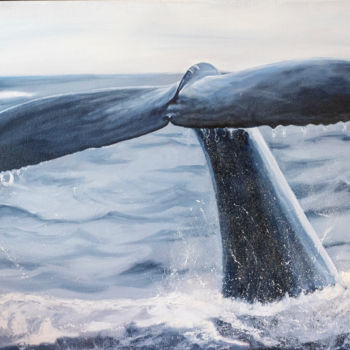 Painting titled "Whale Tail" by Richard Seekins, Original Artwork, Oil Mounted on Wood Stretcher frame