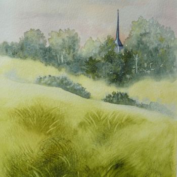 Peinture intitulée "A travers champs" par Solveig Gnéma-Richard, Œuvre d'art originale, Aquarelle