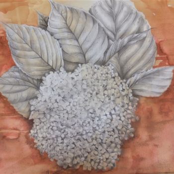 Dessin intitulée "" Hortensia d'autom…" par Solveig Gnéma-Richard, Œuvre d'art originale, Graphite